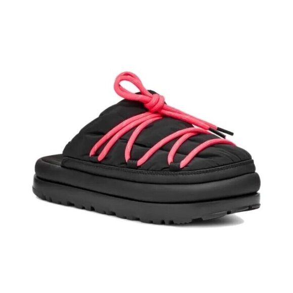 NEW UGG PUFFER SLIDERS BLACK RED  SLIPPERS SZ 8 - Picture 2 of 8